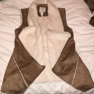 brown faux suede vest